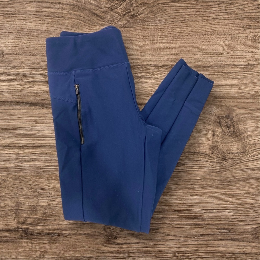 Athleta Stella Tight Leggings Navy Blue Zip Pockets Sz Small Ankle Stretch Pant - Picture 9 of 13